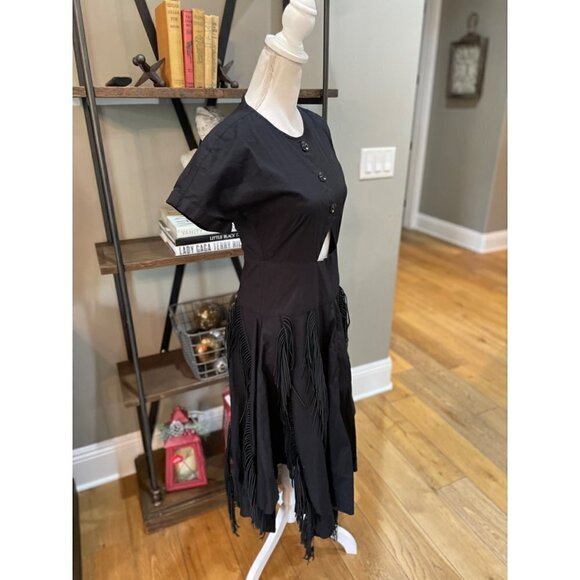 Bibhu Mohapatra Collective Cutout Fringe Dress Black Womens Size 4 - Picture 5 of 10
